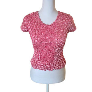 Vintage Y2k Popcorn Crinkle style pink shirt